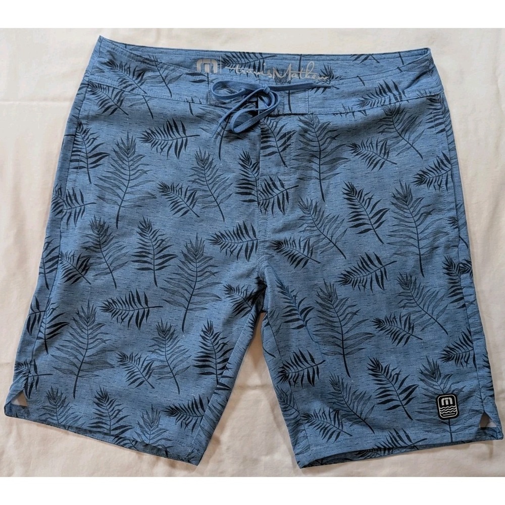 Travis Matthew Swim Trunks Men's 34 Stretch Preppy Summer Floral Leaves 9" - Picture 1 of 8